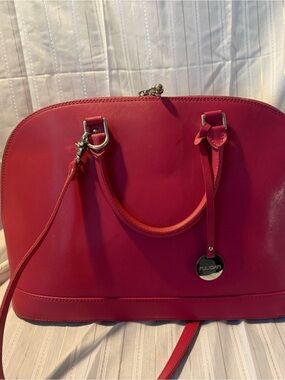 Pulicati fuchsia Dome Satchel with Detachable Strap